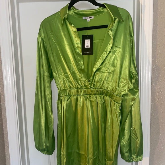 Light Green Shirt Dress - Picture 1 of 4